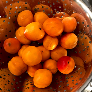 Пока тесто охлаждается, нарежем абрикосы.